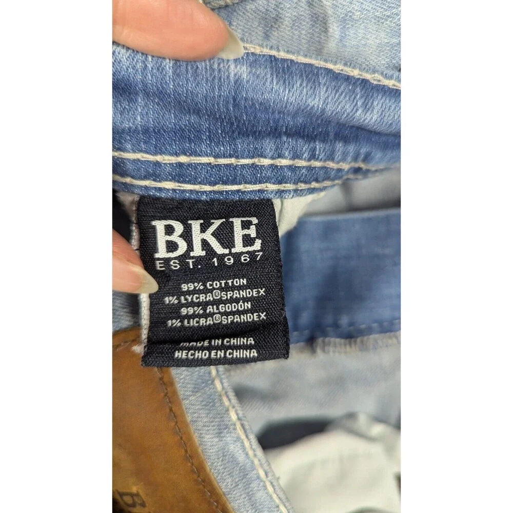 BKE Men‎ Jeans 36x29 Tyler Straight Whiskering Light Wash Cotton Zip Fly